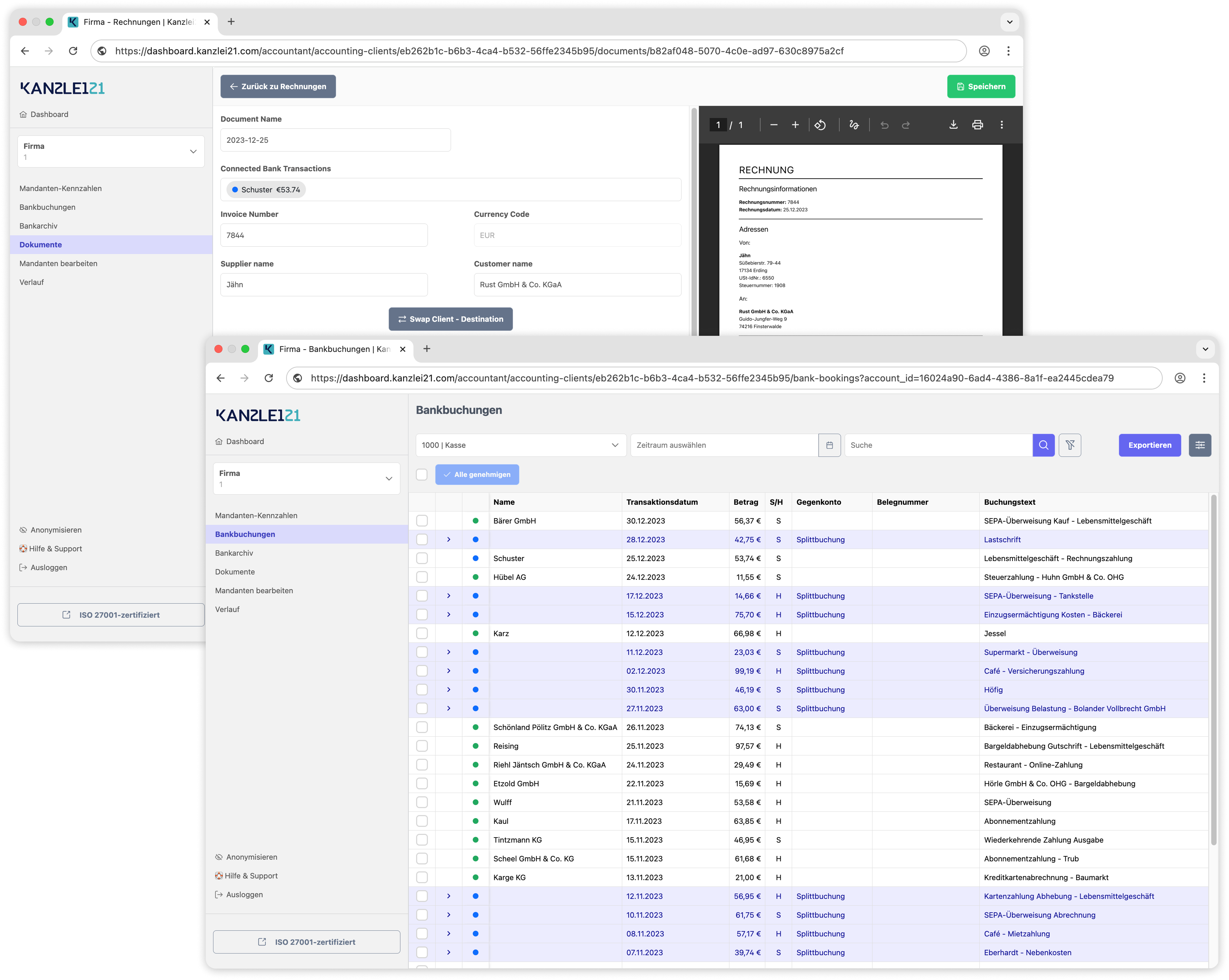 Accountant dashboard interface